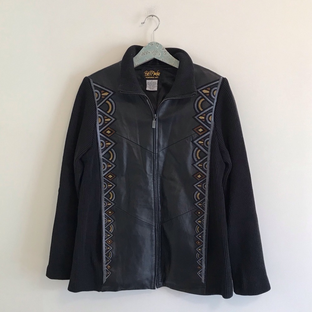 Bob Mackie | Embroidered Leather Jacket